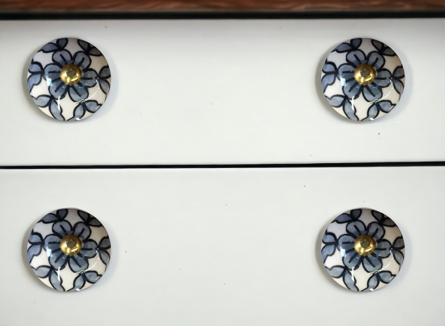 1.5" X 1.5" X 1.5" White Blue And Black  Knobs 12 Pack-0