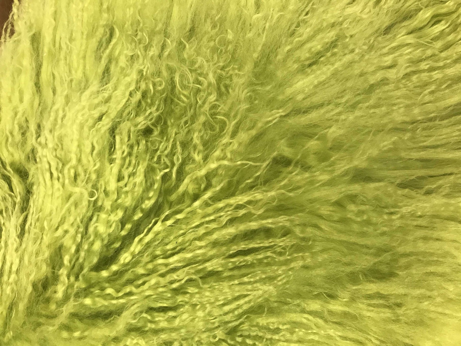 20" Lime Green Genuine Tibetan Lamb Fur Pillow With Microsuede Backing-5