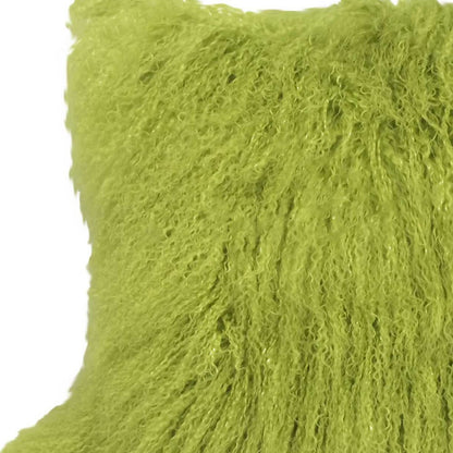 20" Lime Green Genuine Tibetan Lamb Fur Pillow With Microsuede Backing-2