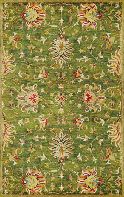 9' X 13' Wool Emerald Green Area Rug-1