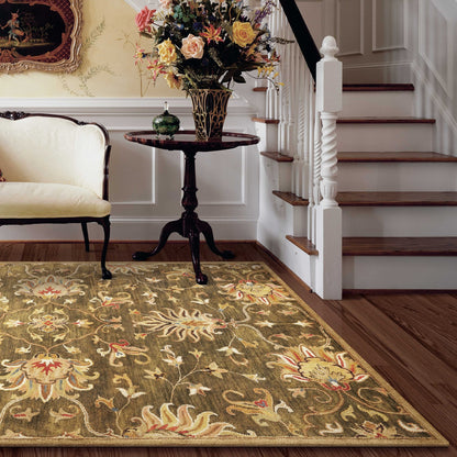 9' X 13' Wool Emerald Green Area Rug-8