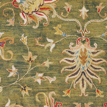 9' X 13' Wool Emerald Green Area Rug-3