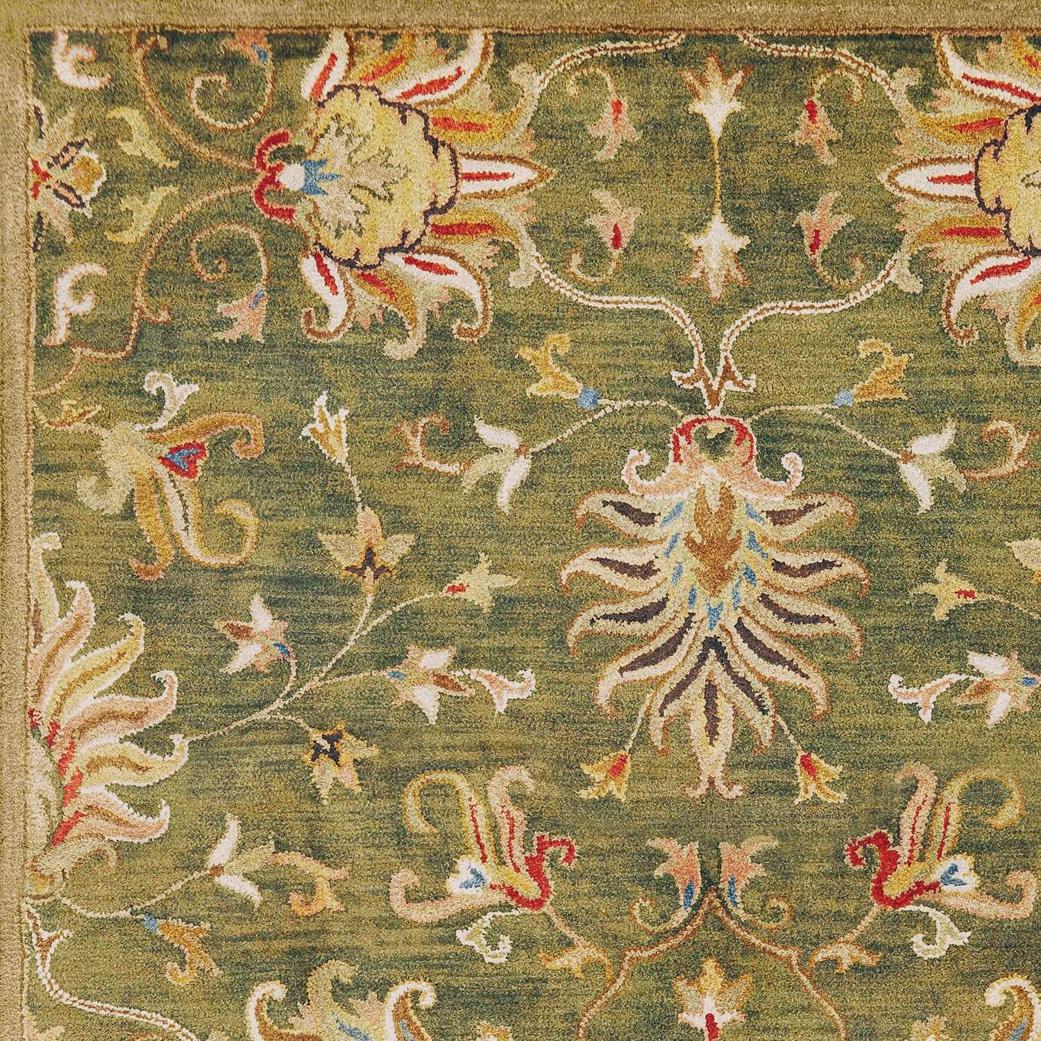 9' X 13' Wool Emerald Green Area Rug-4