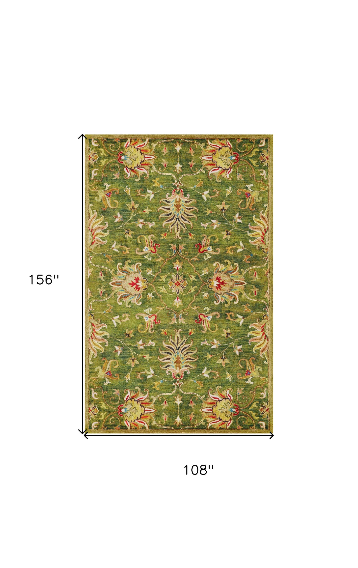 9' X 13' Wool Emerald Green Area Rug-2