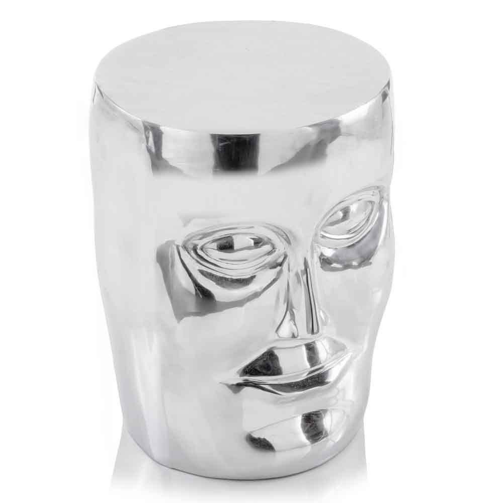 18" Silver Aluminum Faces Round End Table-1