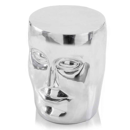 18" Silver Aluminum Faces Round End Table-2