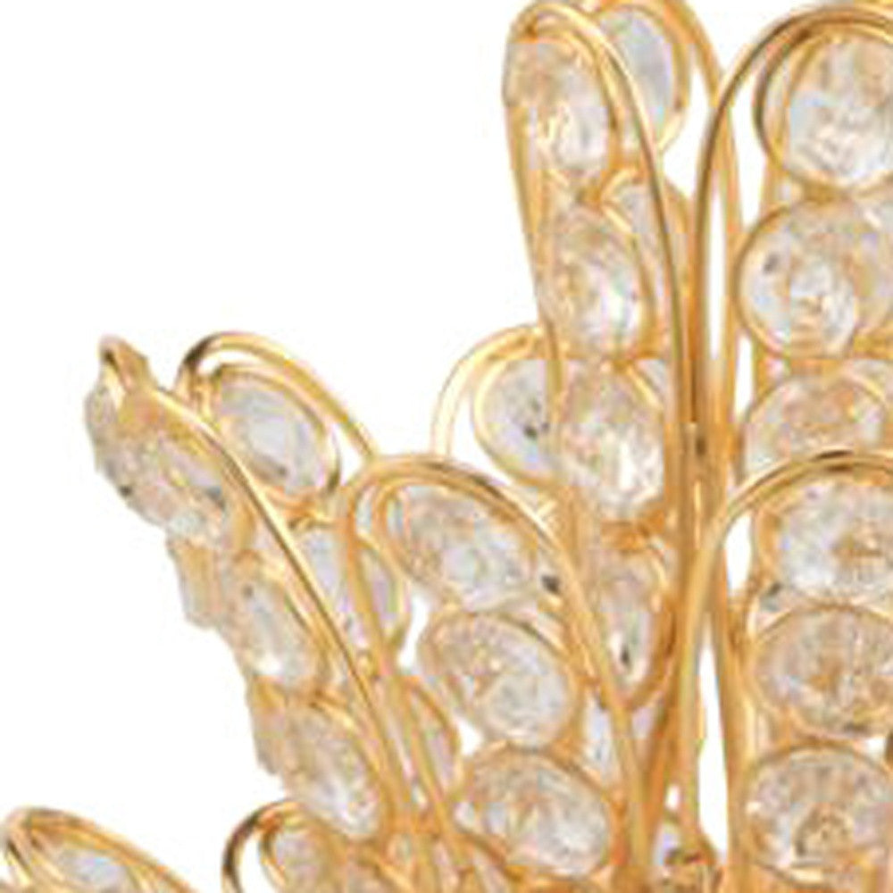 13" Gold and Faux Crystal Pineapple Tabletop Sculpture-2