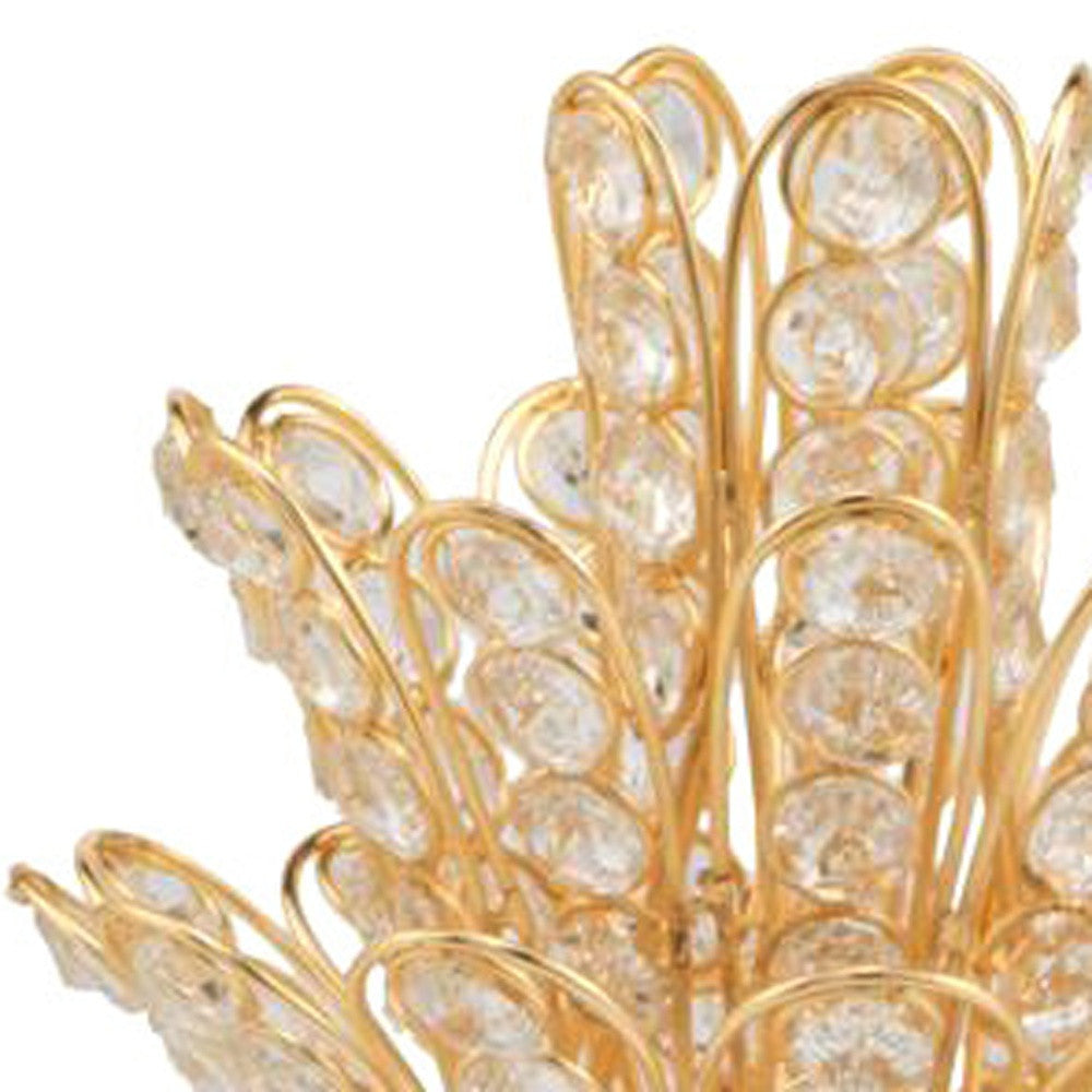 13" Gold and Faux Crystal Pineapple Tabletop Sculpture-3