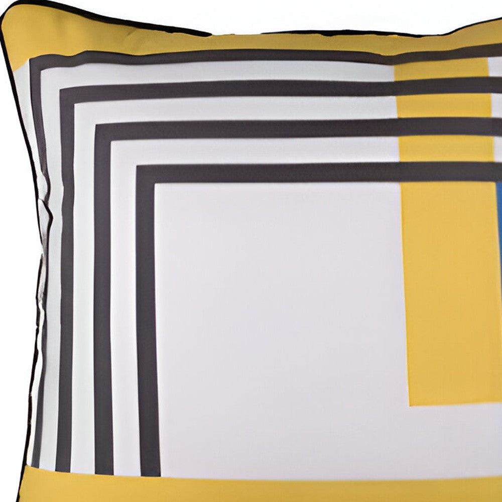 18" Yellow and White Fabrc Throw Pillow Cover-2