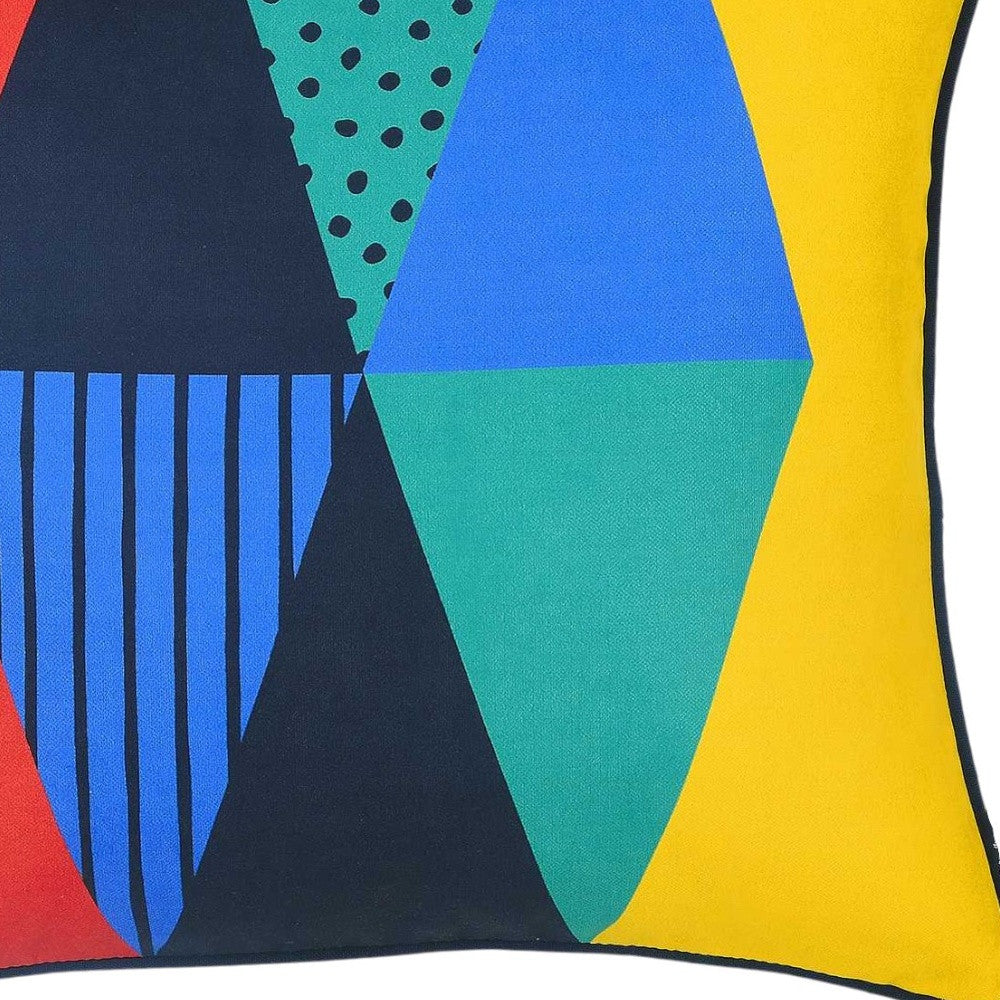 18" Blue Red And Yellow Fabric Throw Pillow Cover-2
