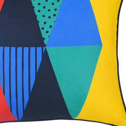 18" Blue Red And Yellow Fabric Throw Pillow Cover-2
