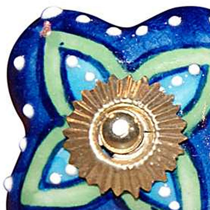 Set of Eight Blue And Green Floral Ceramic Drawer Pull Knobs-4