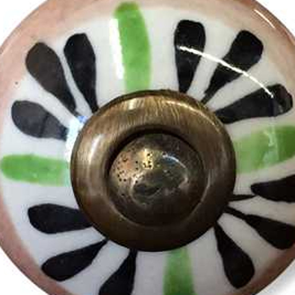 Set of Twelve Black And White Floral Ceramic Drawer Pull Knobs-4
