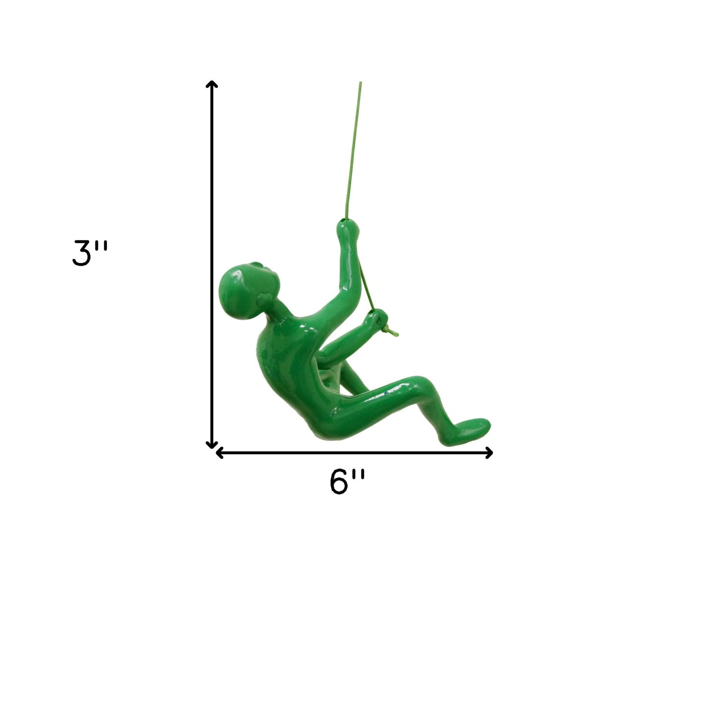6" X 3" Green Resin Climbing Man Hanging Dimensional Sculpture-5