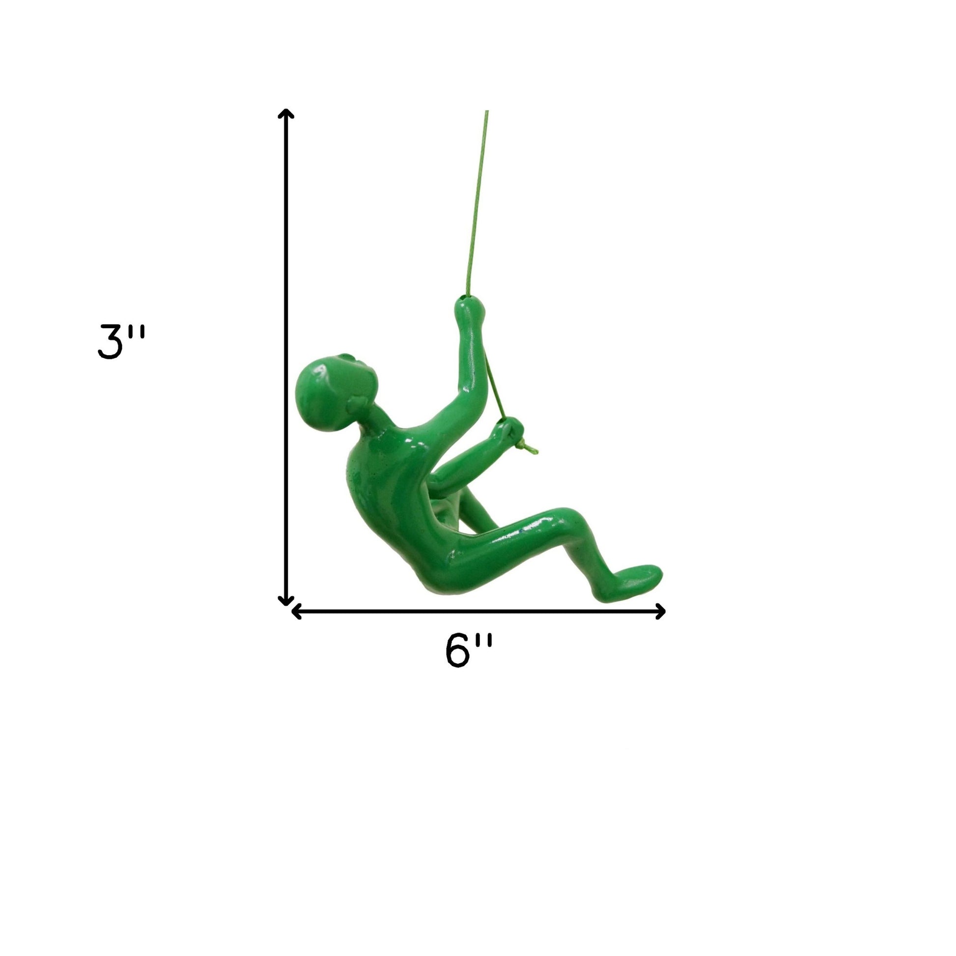 6" X 3" Green Resin Climbing Man Hanging Dimensional Sculpture-5