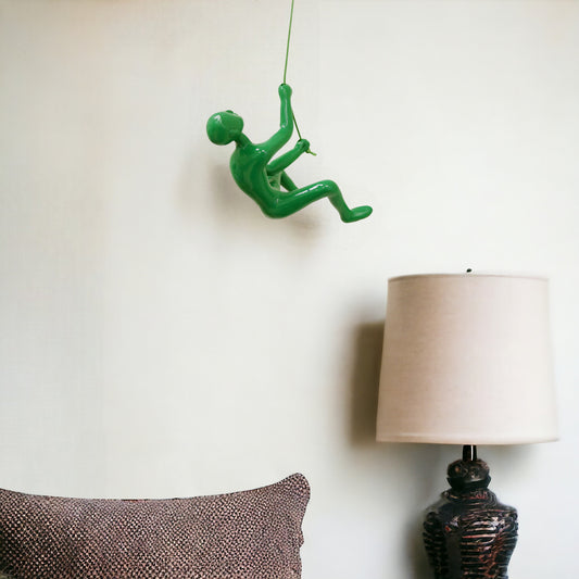 6" X 3" Green Resin Climbing Man Hanging Dimensional Sculpture-0