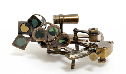 4" X 4.5" X 2.5" Nautical Sextant In Wood Box  Medium-1