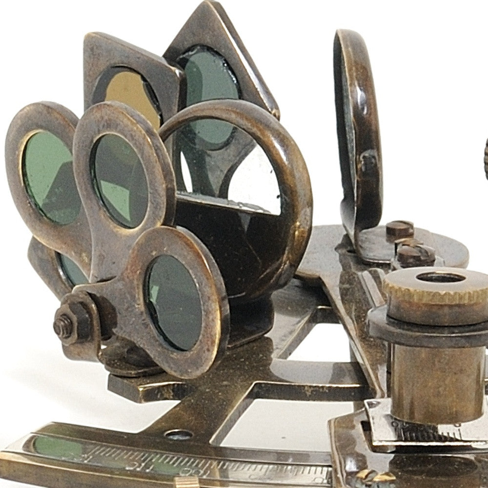 4" X 4.5" X 2.5" Nautical Sextant In Wood Box  Medium-4