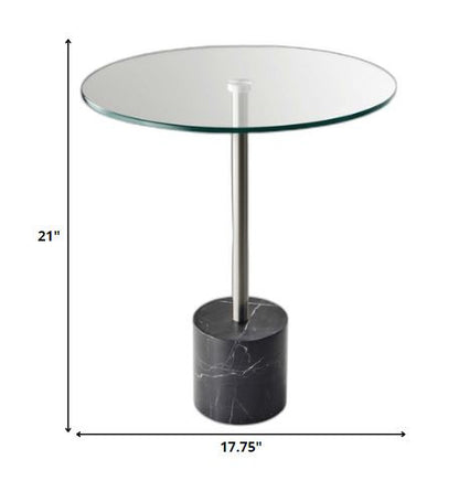 21" Silver And Clear Glass Round End Table-6