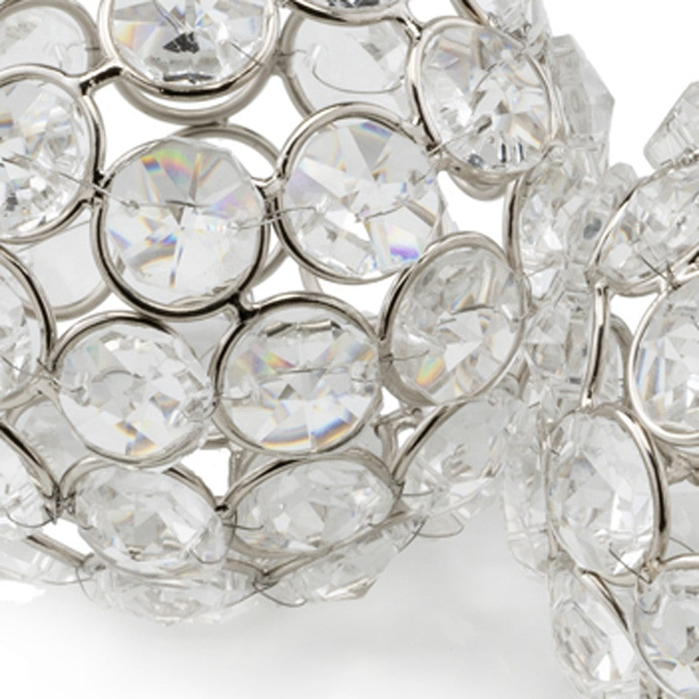 Set of Two Silver And Clear Faux Crystal And Metal Orb Decorative Tabletop Sculptures-5