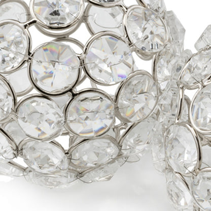 Set of Two Silver And Clear Faux Crystal And Metal Orb Decorative Tabletop Sculptures-5