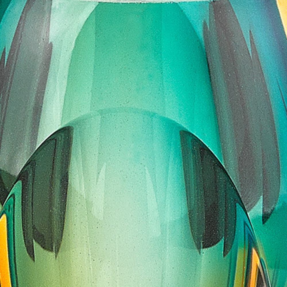 6" Clear Amber and Green Abstract Murano Glass Table Vase-4
