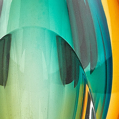 6" Clear Amber and Green Abstract Murano Glass Table Vase-5