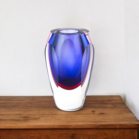 6" Clear And Purple Crystal Glass Table Vase-0