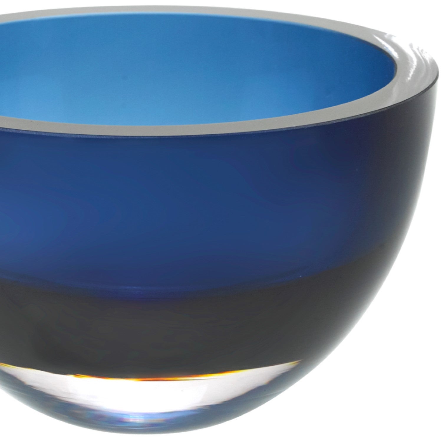 6 Mouth Blown European Made Lead Free Midnight Blue Crystal Bowl-1