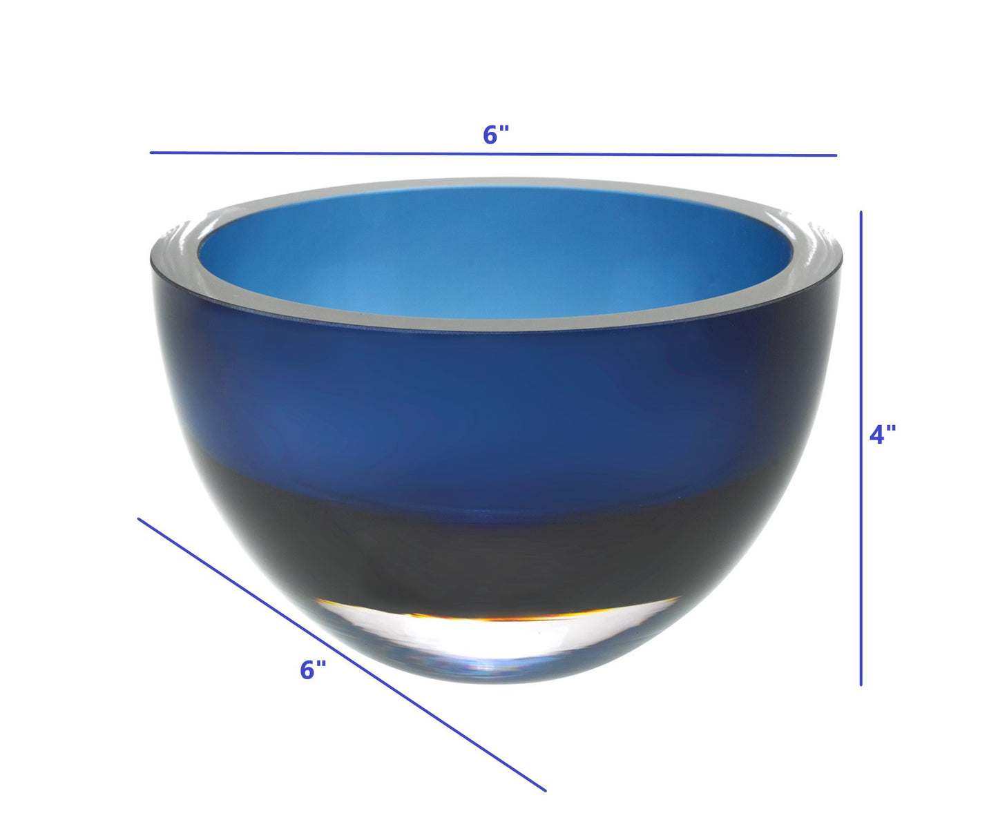 6 Mouth Blown European Made Lead Free Midnight Blue Crystal Bowl-5