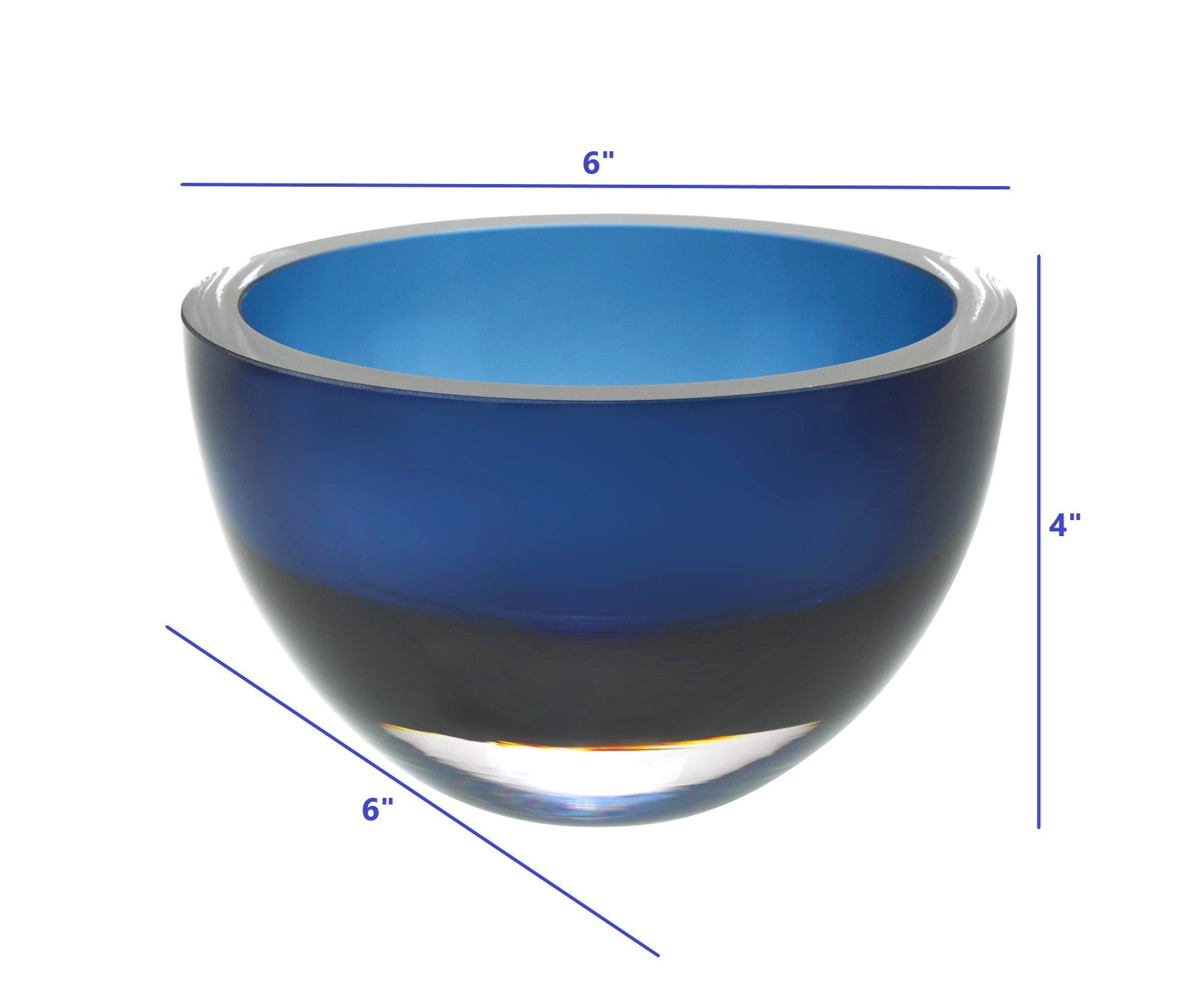 6 Mouth Blown European Made Lead Free Midnight Blue Crystal Bowl-5