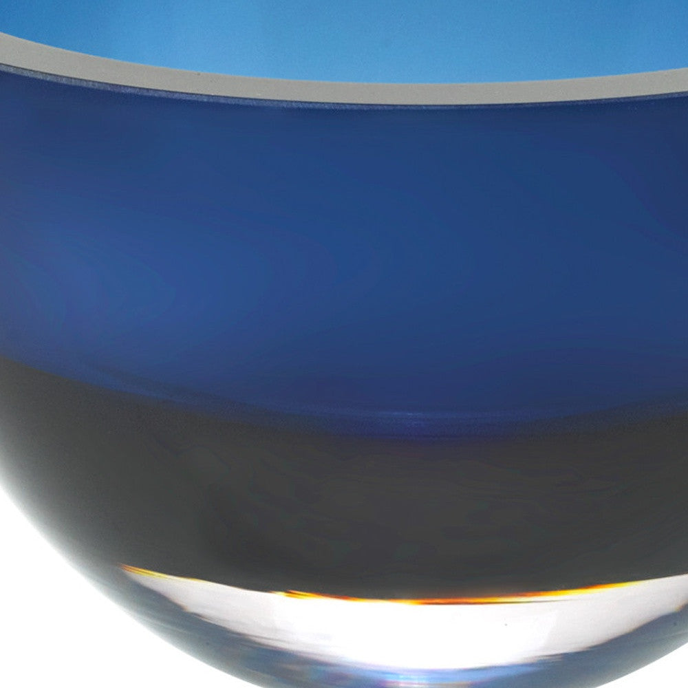 6 Mouth Blown European Made Lead Free Midnight Blue Crystal Bowl-2
