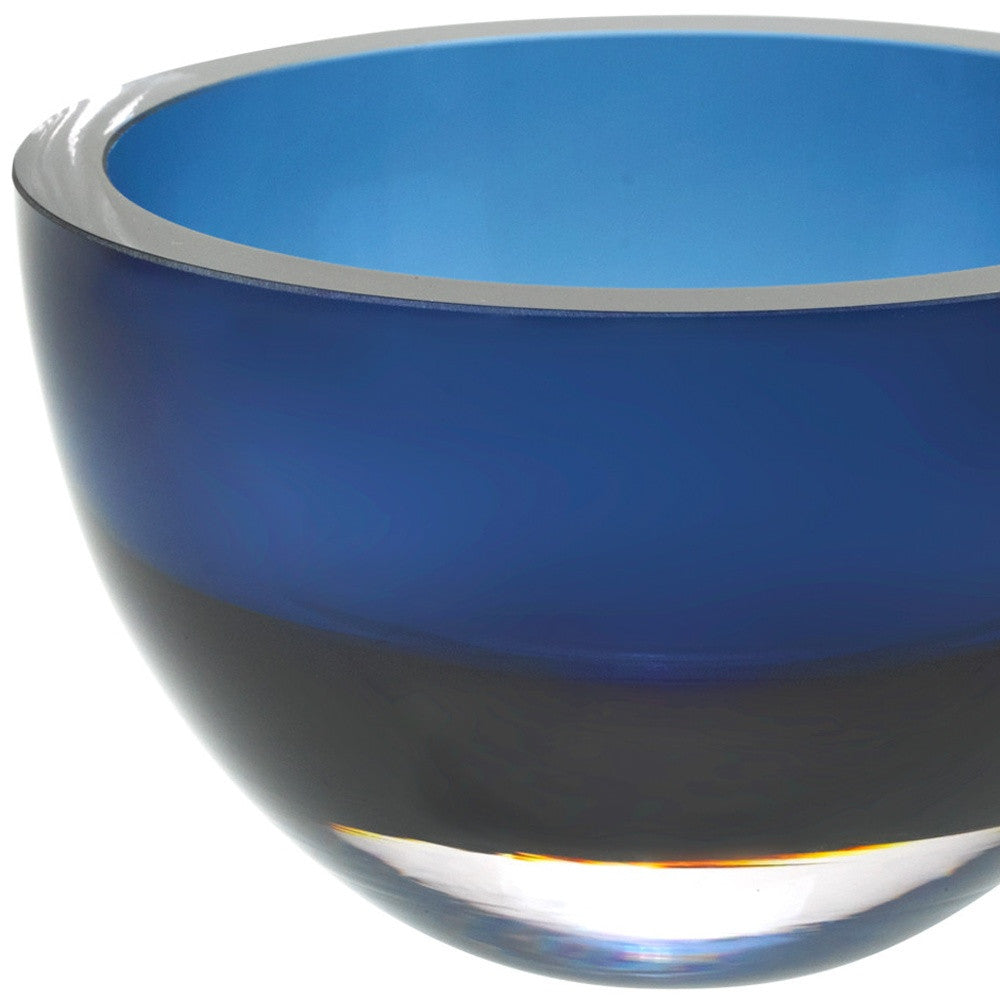 6 Mouth Blown European Made Lead Free Midnight Blue Crystal Bowl-3