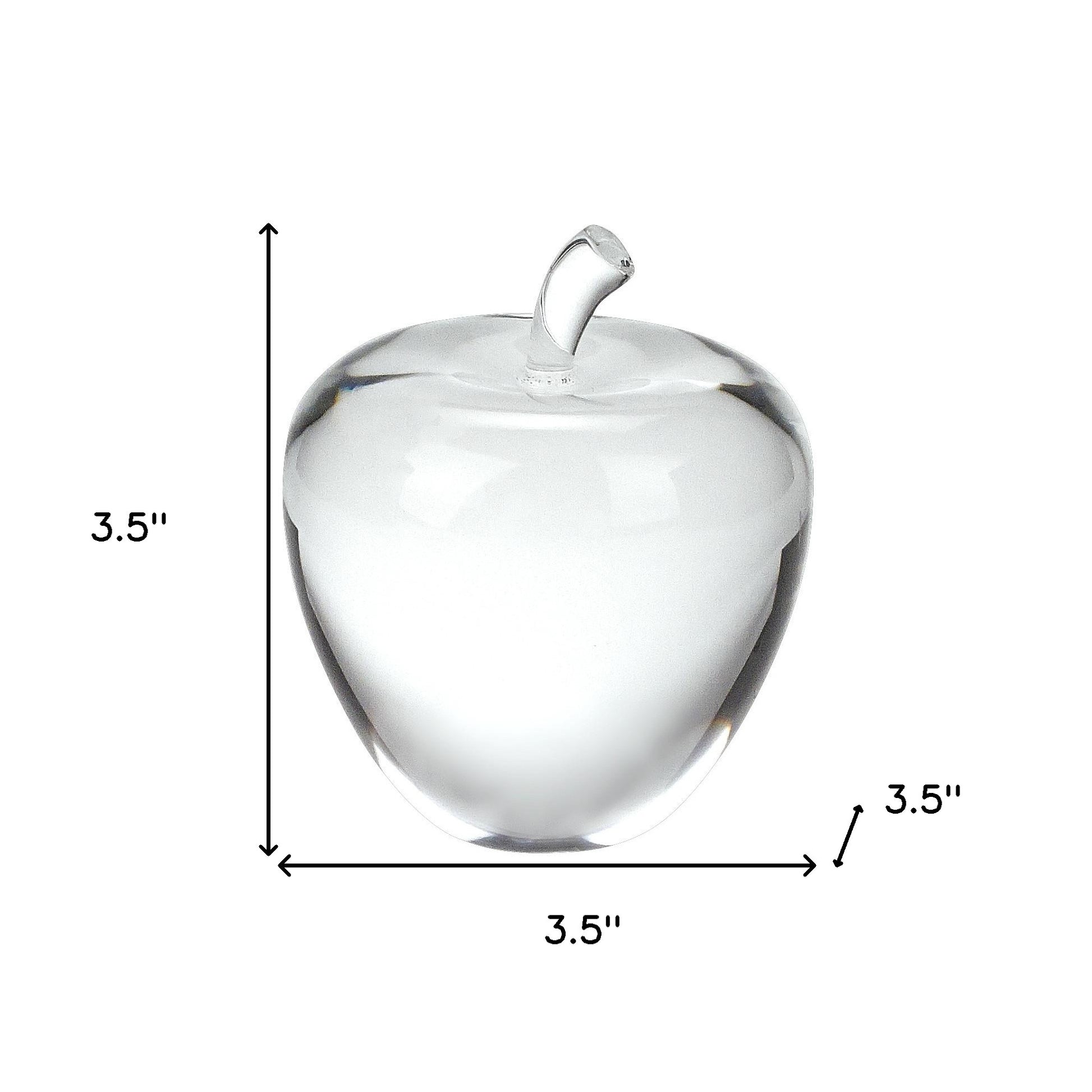 4" Clear Crystal Apple Paperweight Tabletop Sculpture-6