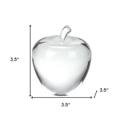 4" Clear Crystal Apple Paperweight Tabletop Sculpture-6