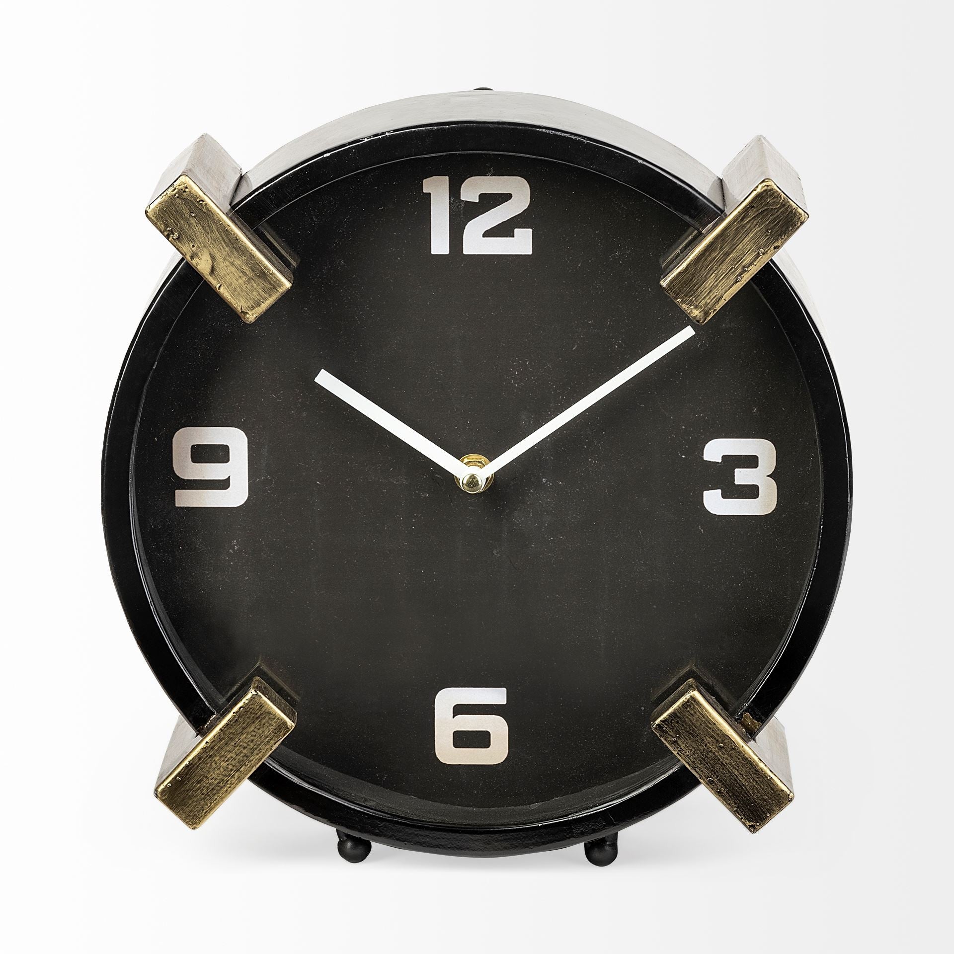 10" Black Stainless Steel Table Clock-0