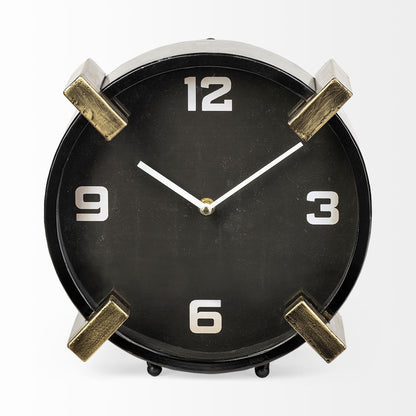 10" Black Stainless Steel Table Clock-0