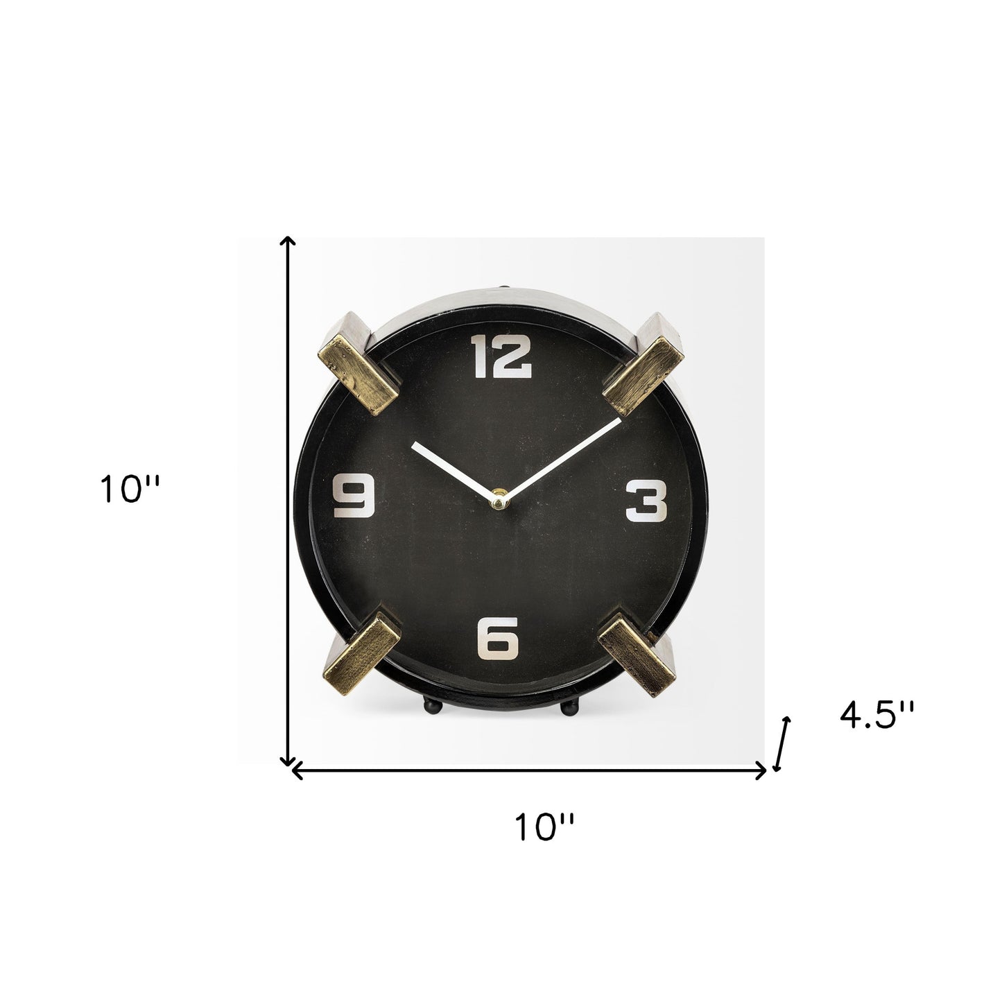 10" Black Stainless Steel Table Clock-4