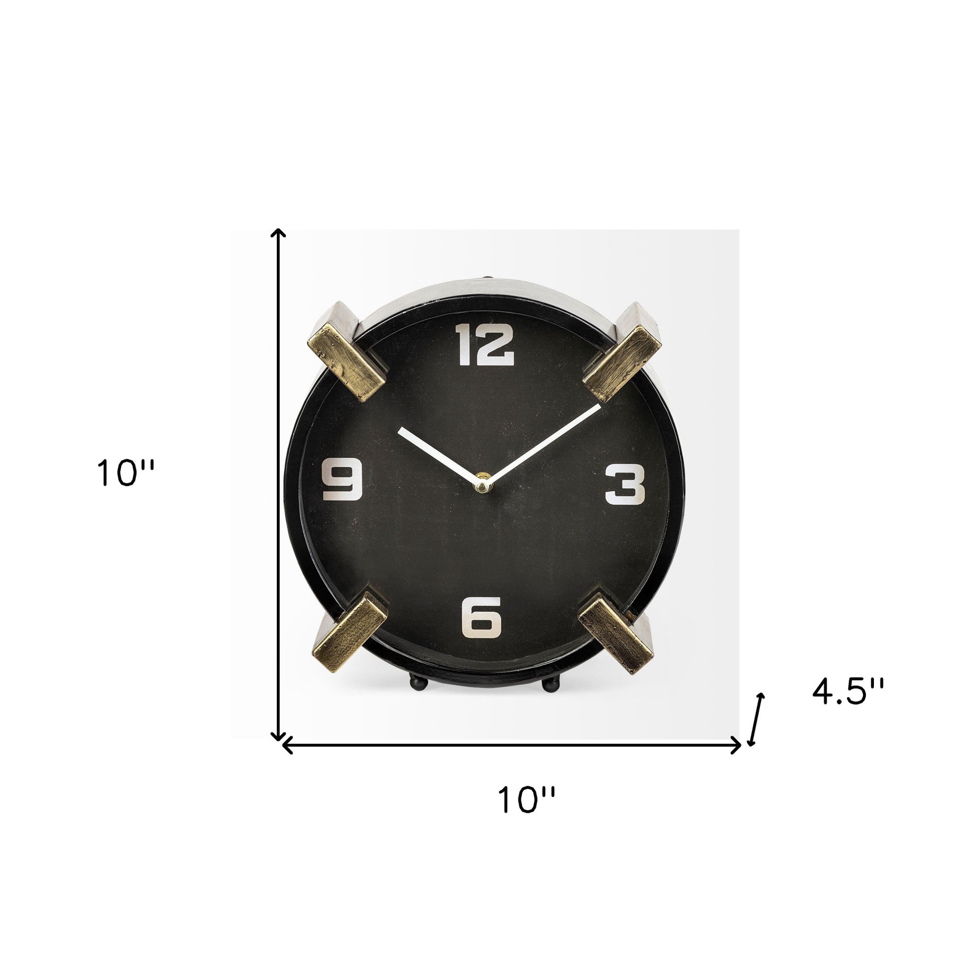 10" Black Stainless Steel Table Clock-4