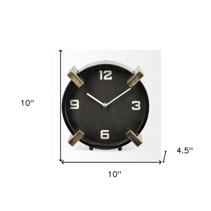 10" Black Stainless Steel Table Clock-4