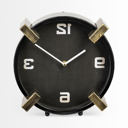 10" Black Stainless Steel Table Clock-3