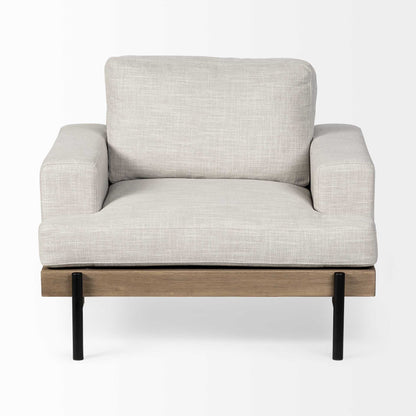 41" Cream and Black Fabric Arm Chair-1