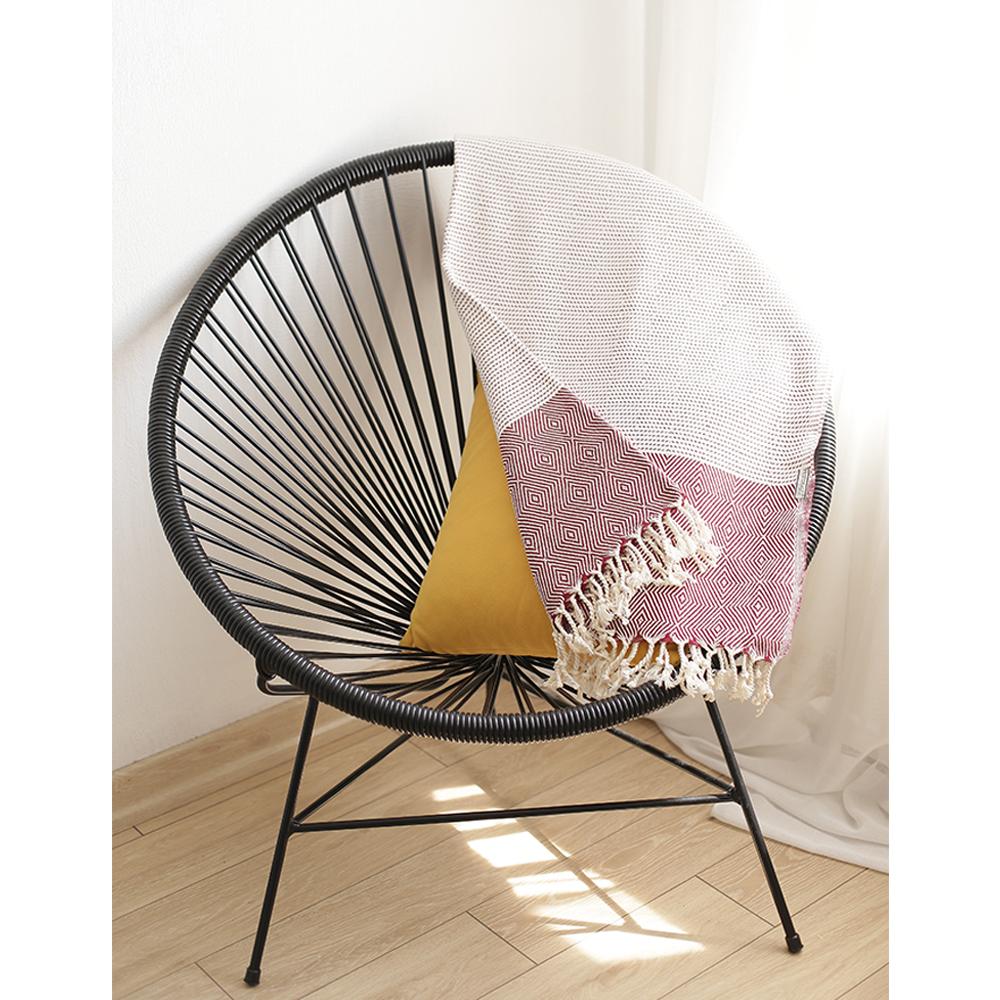 70" Turkish Cotton Handwoven Throw Blankets In Red-4