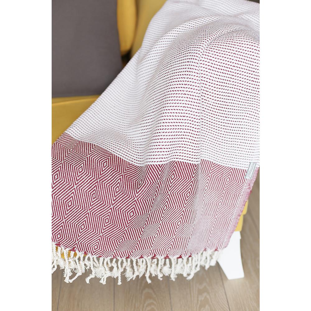 70" Turkish Cotton Handwoven Throw Blankets In Red-1