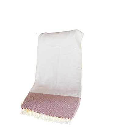 70" Turkish Cotton Handwoven Throw Blankets In Red-0