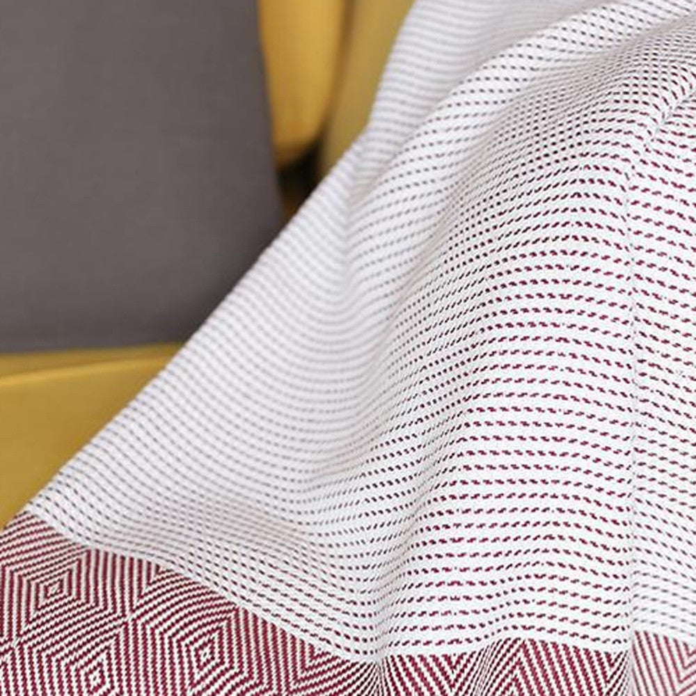 70" Turkish Cotton Handwoven Throw Blankets In Red-2