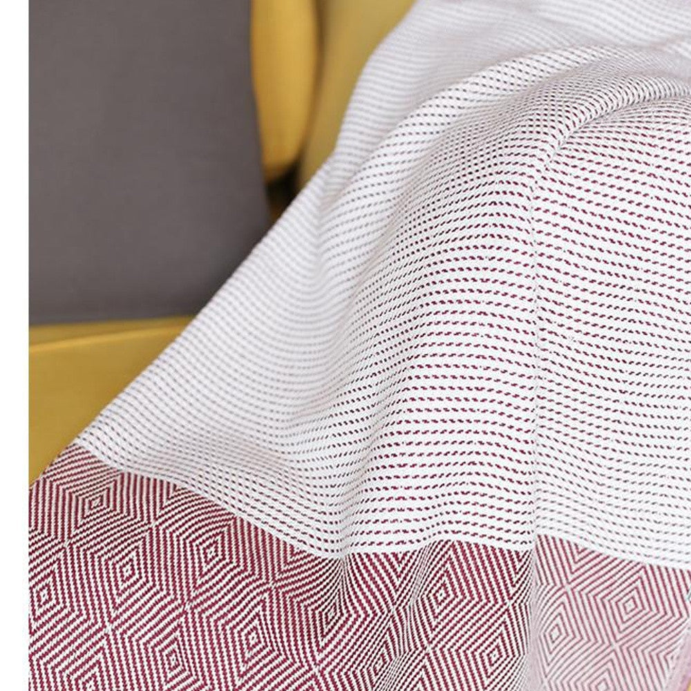 70" Turkish Cotton Handwoven Throw Blankets In Red-3