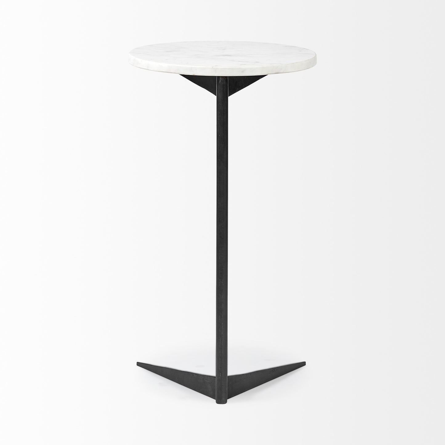 27" Black And White Marble Round End Table-4