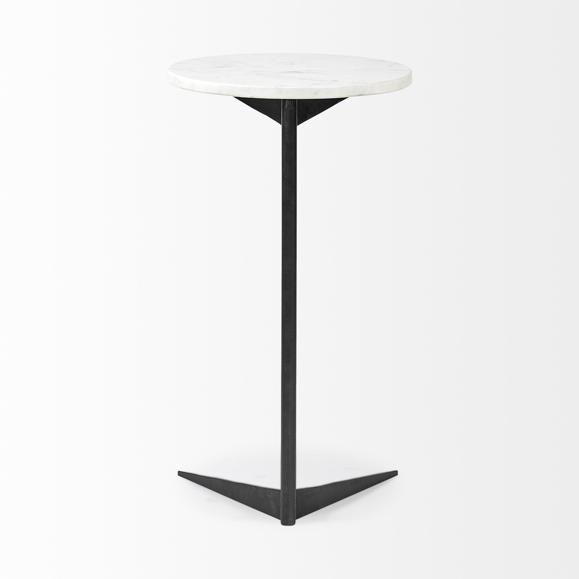 27" Black And White Marble Round End Table-4