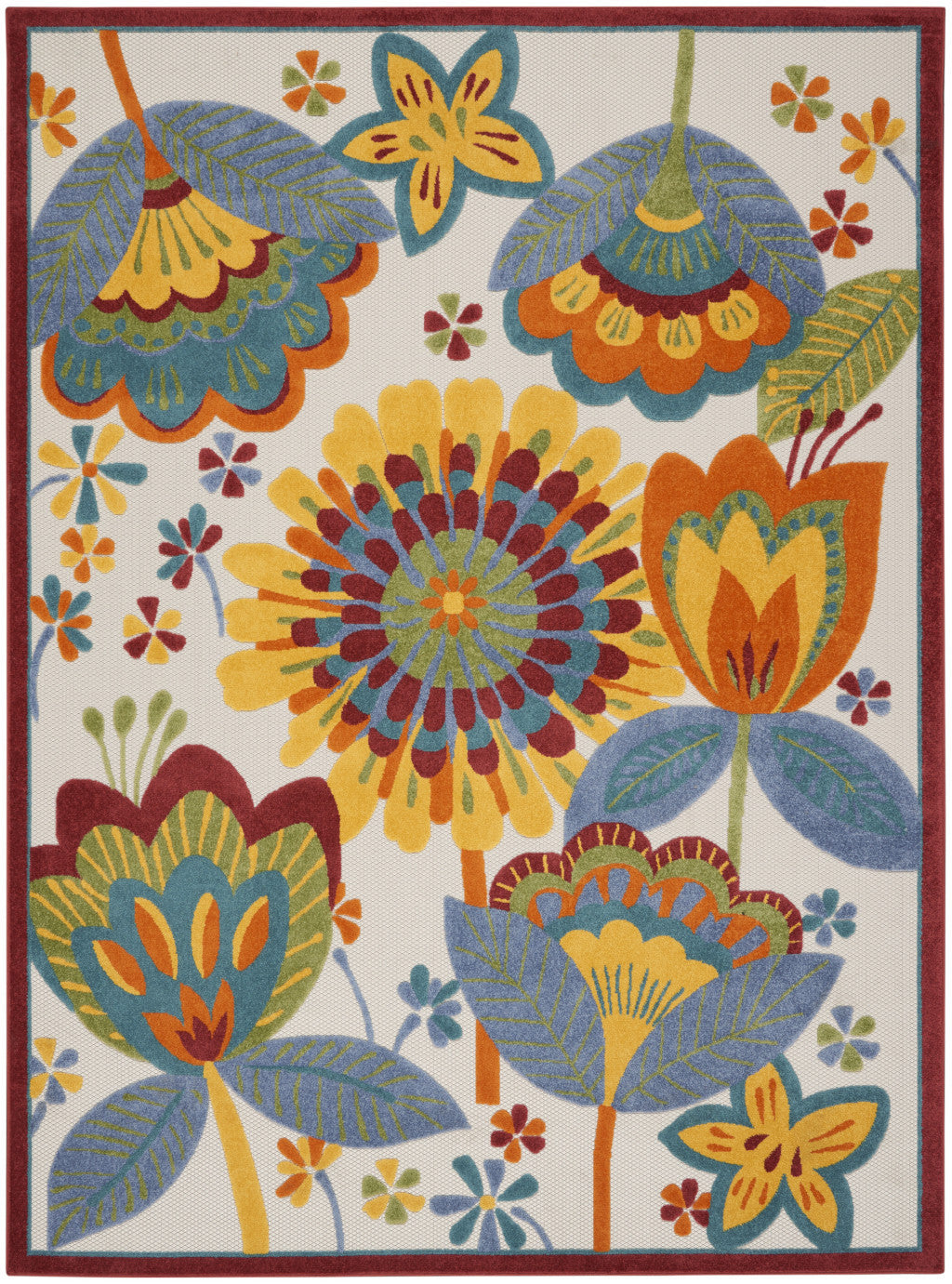 8' X 11' Yellow And Ivory Indoor Outdoor Area Rug-8